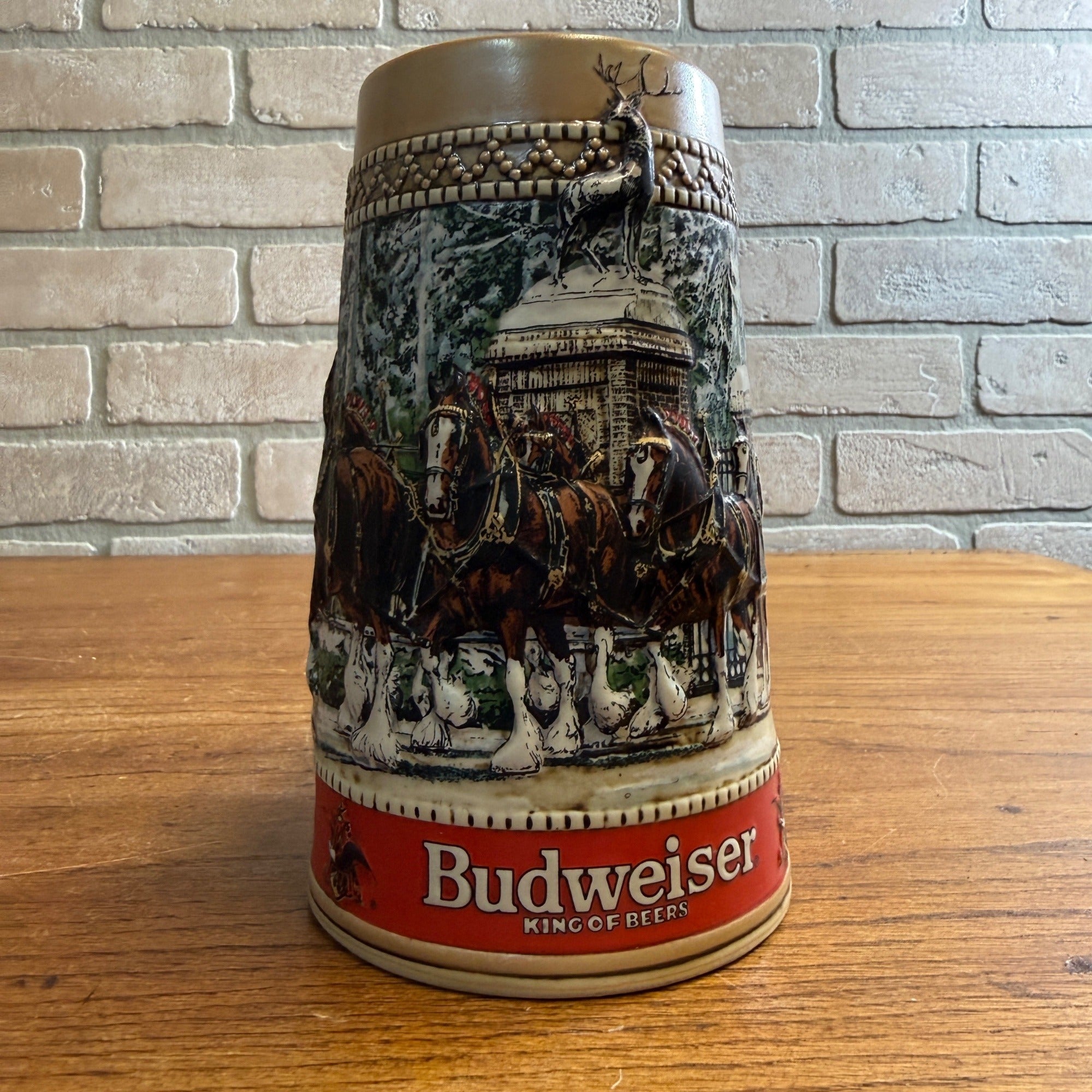 Vintage 1987 Budweiser Clydesdale Horses Beer Stein Mug Ceramic Ceramarte
