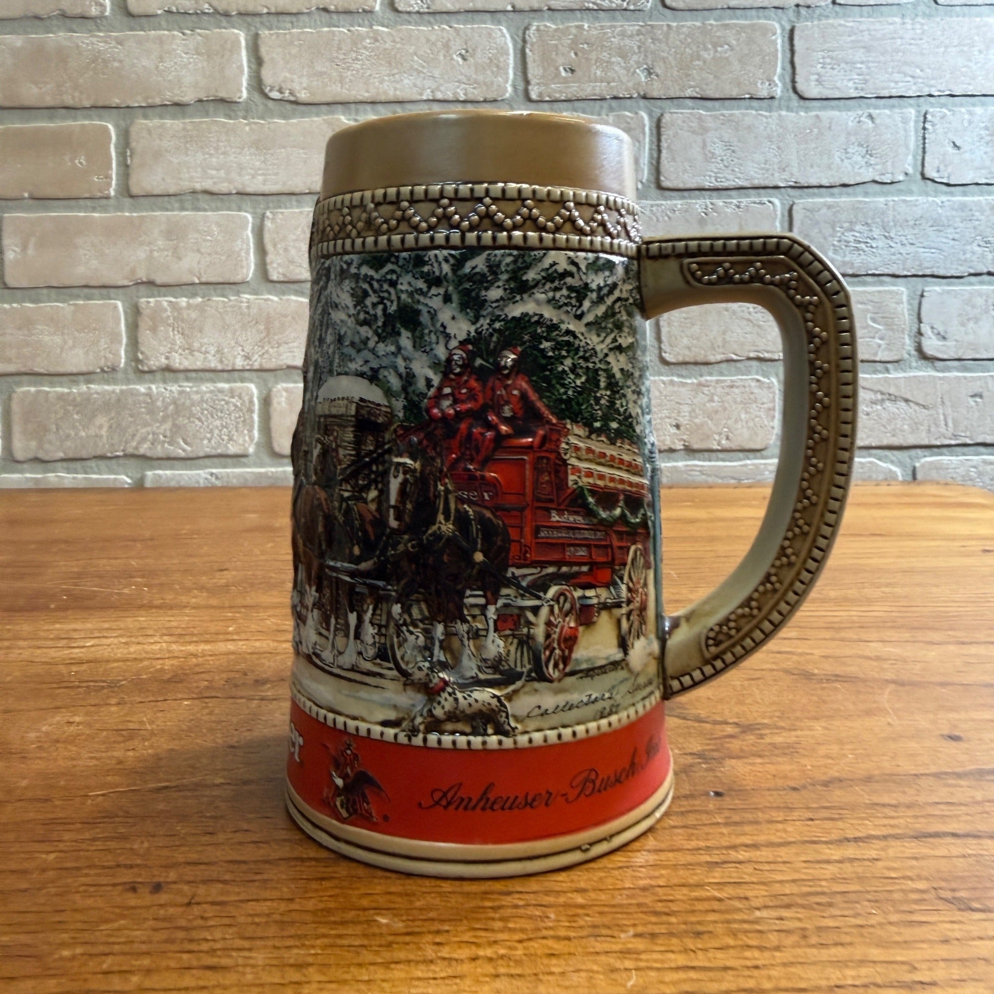 Vintage 1987 Budweiser Clydesdale Horses Beer Stein Mug Ceramic Ceramarte