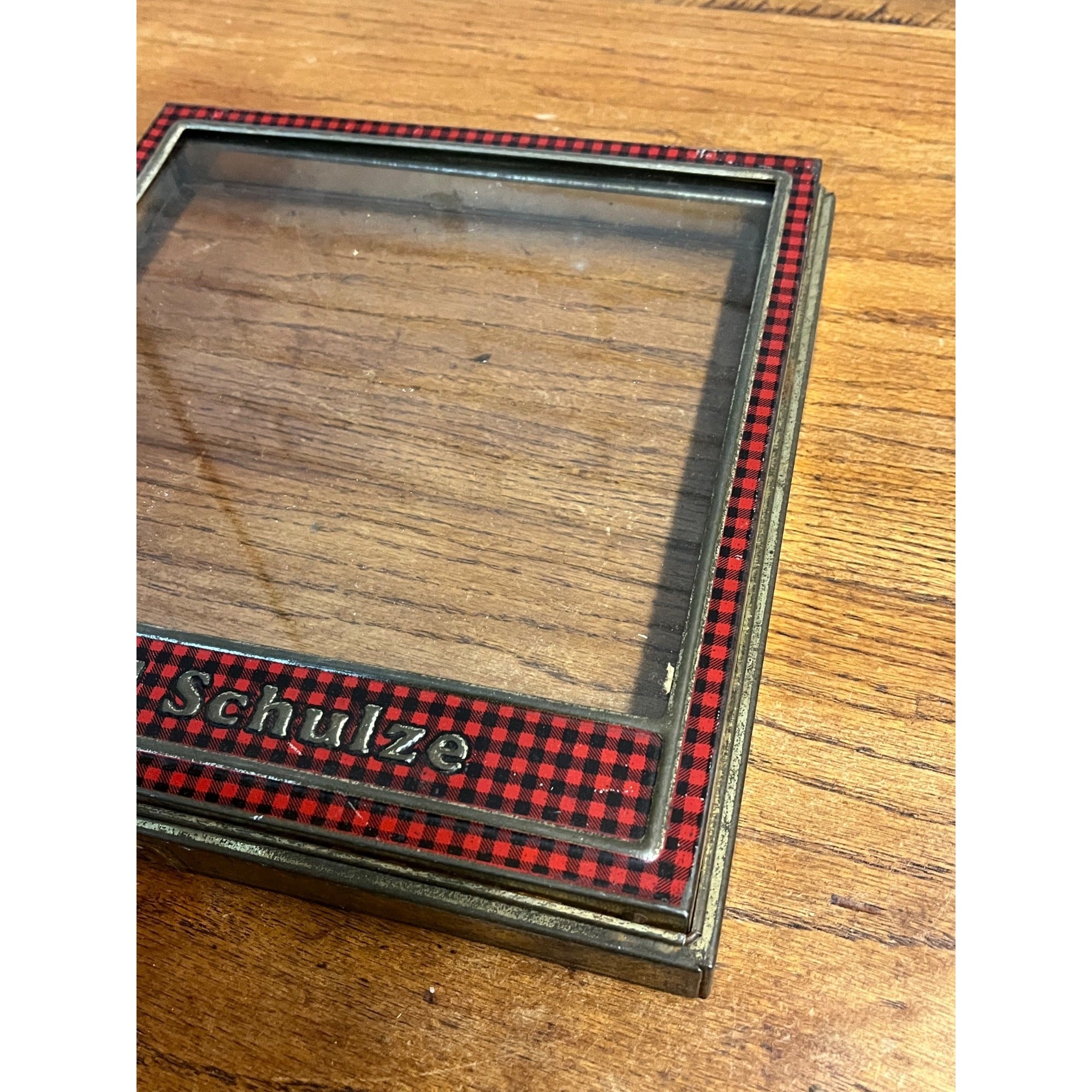 Vintage Paul Schulze Bakery Biscuits Cookies Glass Metal Box Lid Store Display