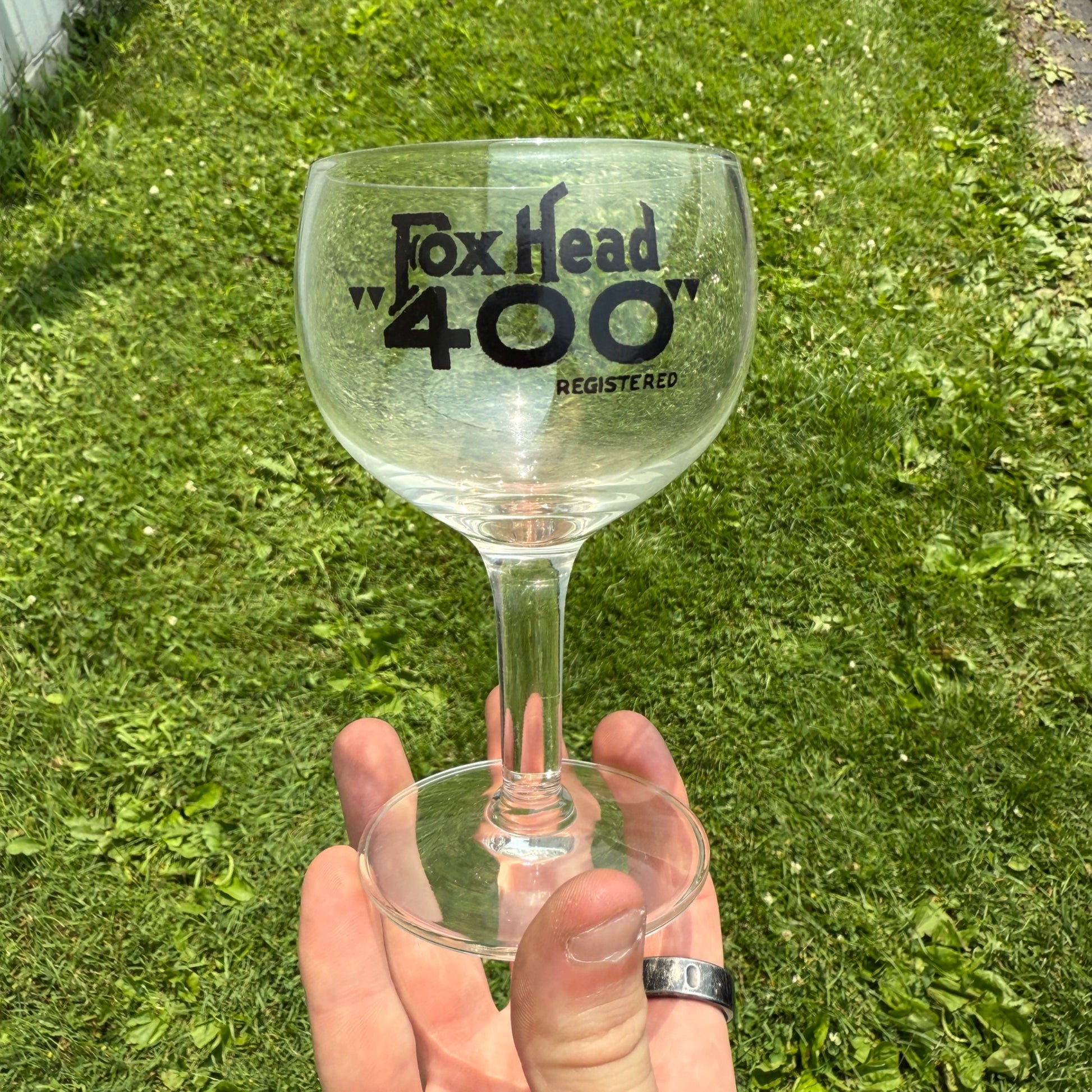 Vintage Fox Head 400 Beer Glass Waukesha Wisconsin Stemmed