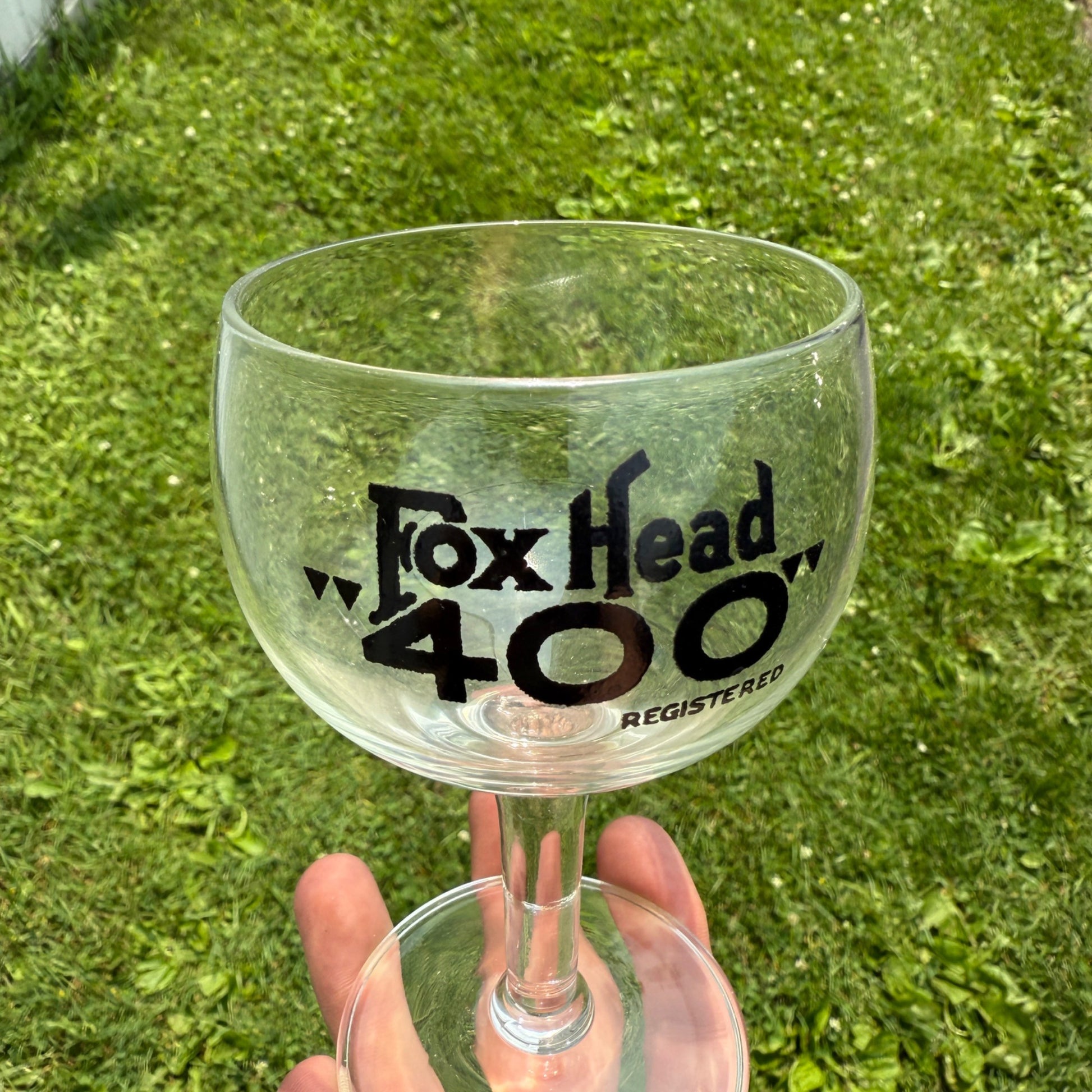 Vintage Fox Head 400 Beer Glass Waukesha Wisconsin Stemmed