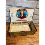 Vintage 1910s Charles Thomson Wooden Cigar Box Pennsylvania PA  Advertising