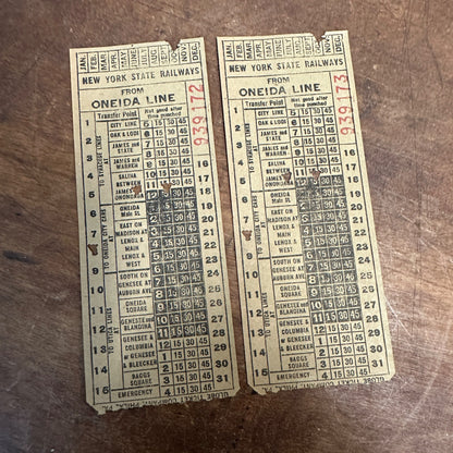 RARE Early 1900s New York State Railway Oneida Line Passenger Tickets (2)