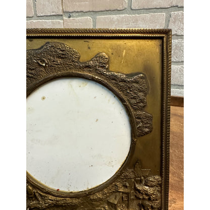 Antique c1890s Victorian Embossed Brass Frame - France - English Dancing Scene