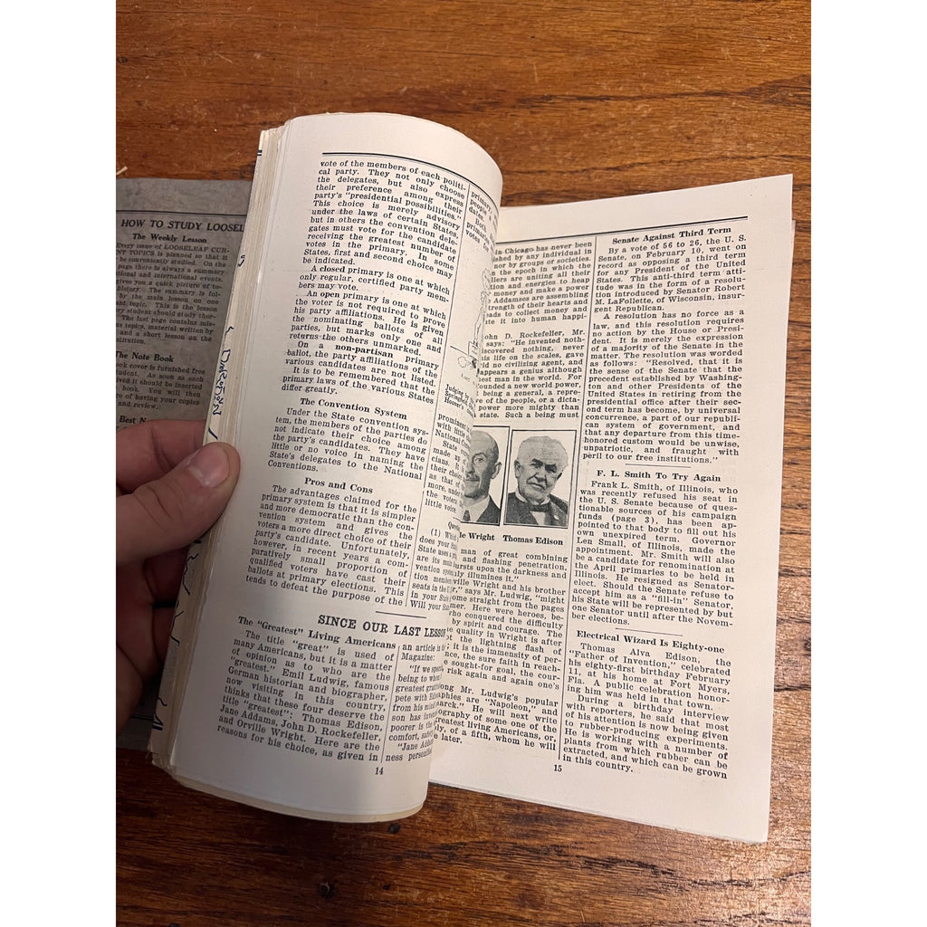 Loose Leaf Current Topics: For Class Study 1927-1928 Classroom School Booklet