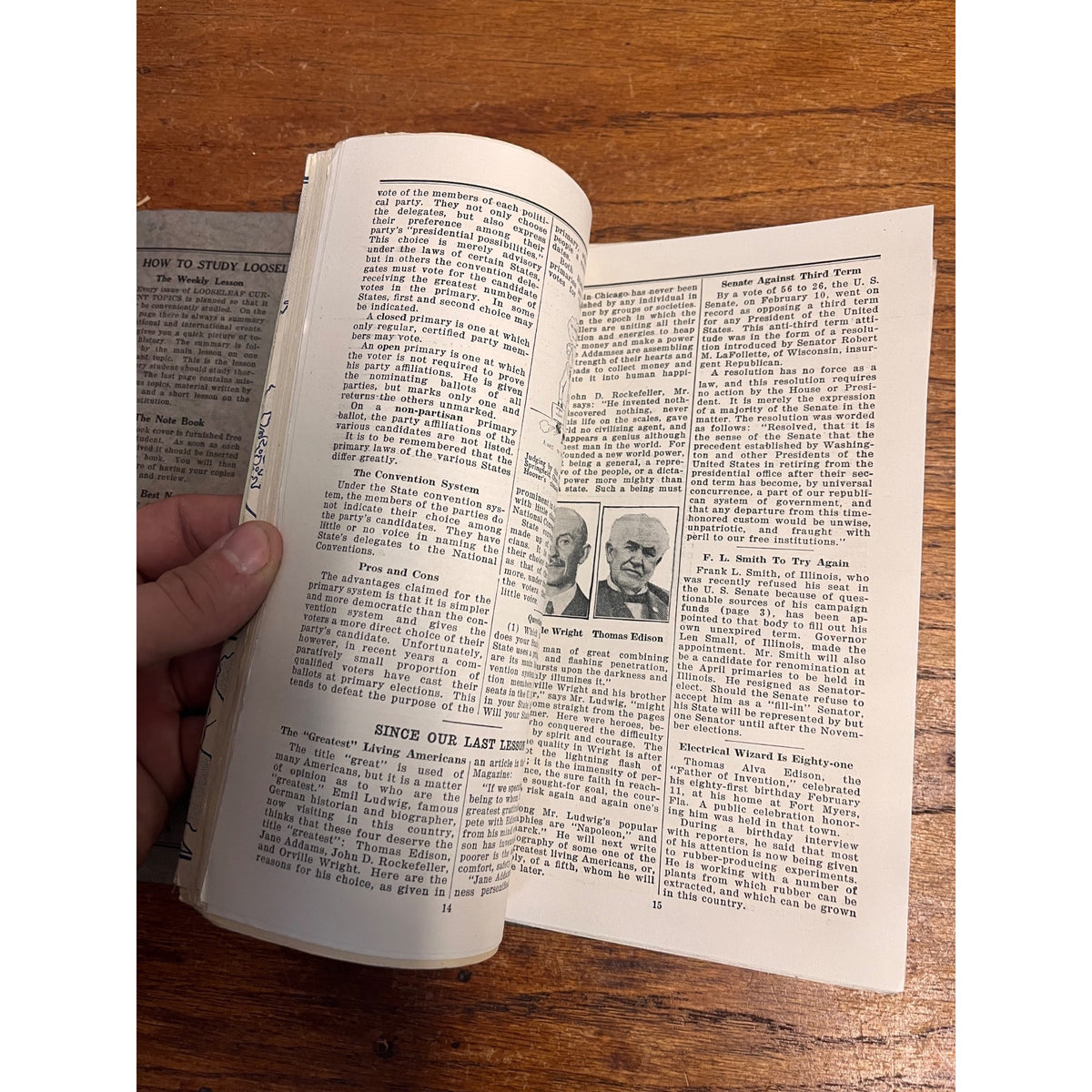 Loose Leaf Current Topics: For Class Study 1927-1928 Classroom School Booklet
