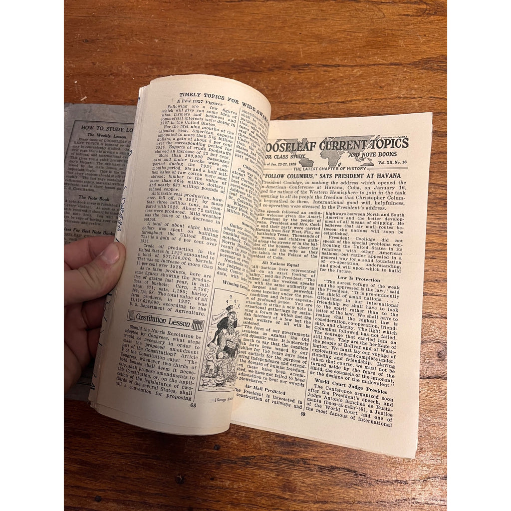 Loose Leaf Current Topics: For Class Study 1927-1928 Classroom School Booklet