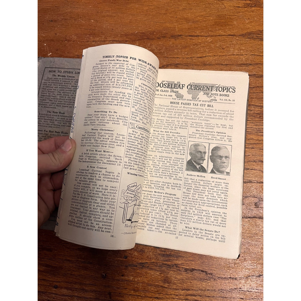 Loose Leaf Current Topics: For Class Study 1927-1928 Classroom School Booklet