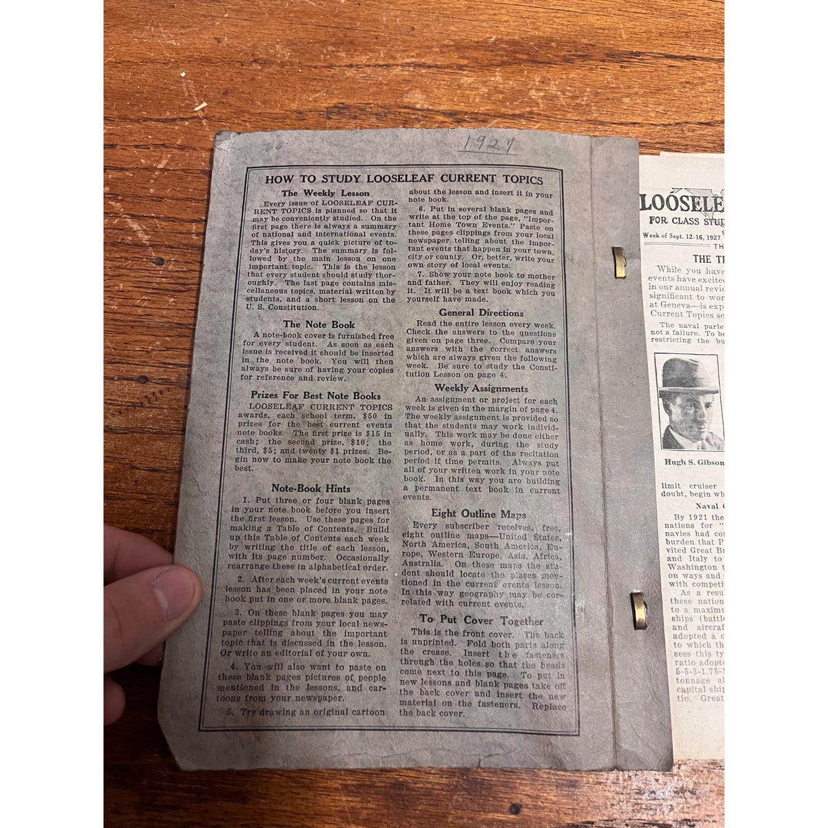 Loose Leaf Current Topics: For Class Study 1927-1928 Classroom School Booklet