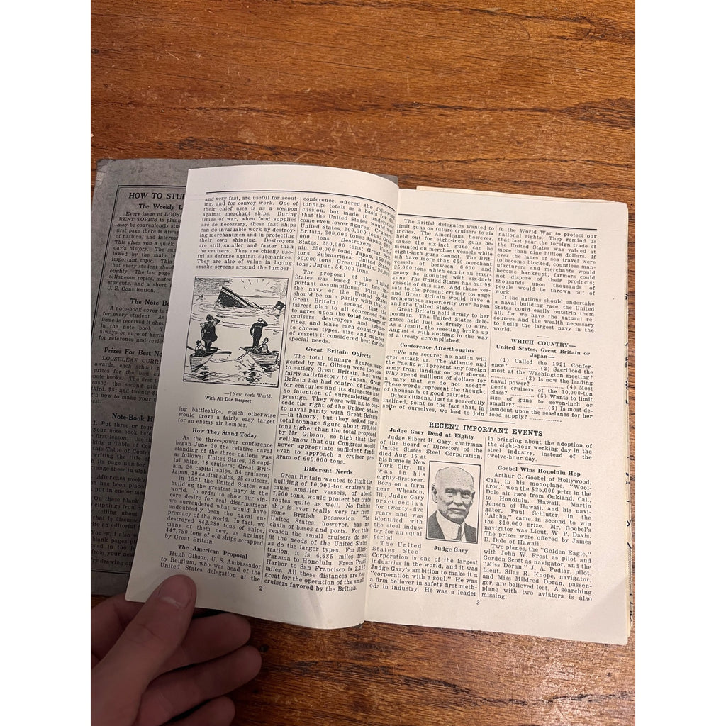 Loose Leaf Current Topics: For Class Study 1927-1928 Classroom School Booklet