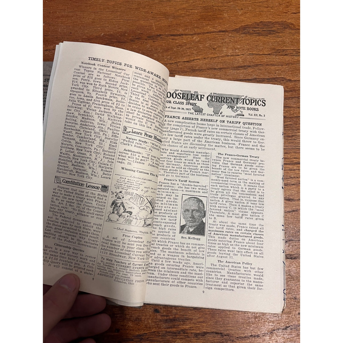 Loose Leaf Current Topics: For Class Study 1927-1928 Classroom School Booklet