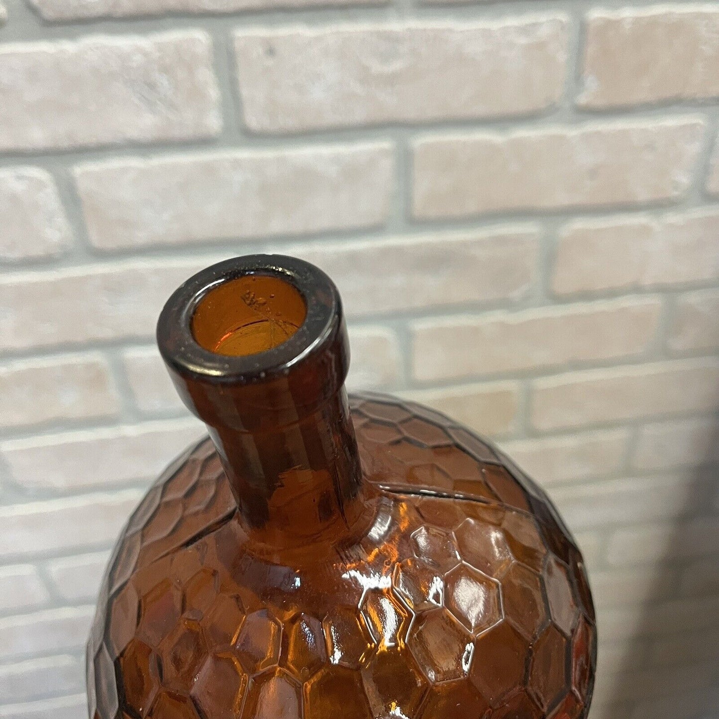 ANTIQUE KORBELINE ANTIQUE HONEYCOMB GRENADE AMBER BROWN GLASS MEDICINE BOTTLE