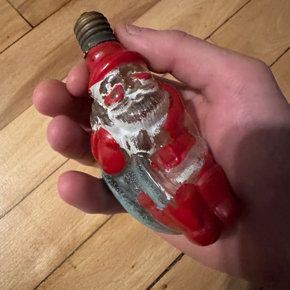 Vintage 4" C9 Santa Christmas Figural Glass Light Bulb WORKS