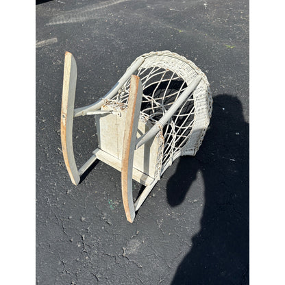 Vintage Childrens White Wicker Rocking Chair