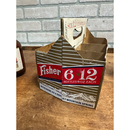 Vintage 1950s Fisher Light Beer 6-Pack Carrier w/ Bottles Salt Lake UT