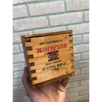 Winchester 500 Ammo 22 Long Rifle EMPTY Wooden Box Wood Case Dovetail Slide Top