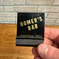 Homer's Bar Manistique Michigan Black Matchbook Cover Full