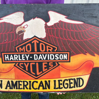 Vintage 1970s Harley Davidson Dealership Advertising Trade Sign Painted & Signed