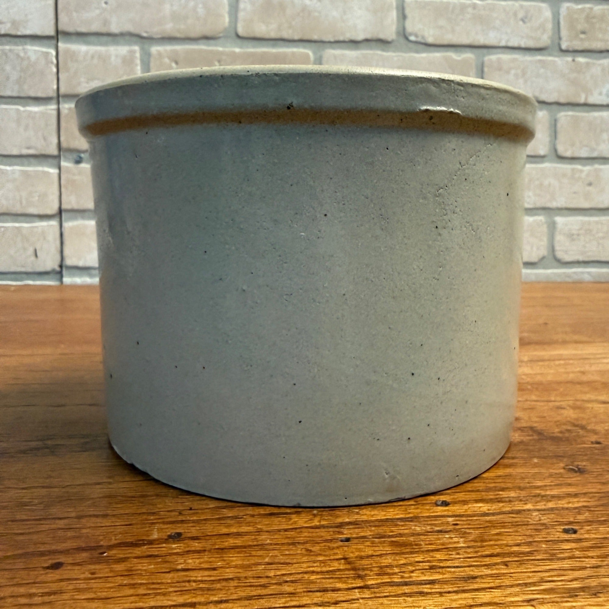 Vintage White Stoneware Glazed Butter Kitchen Crock 7" Dia x 5" Tall