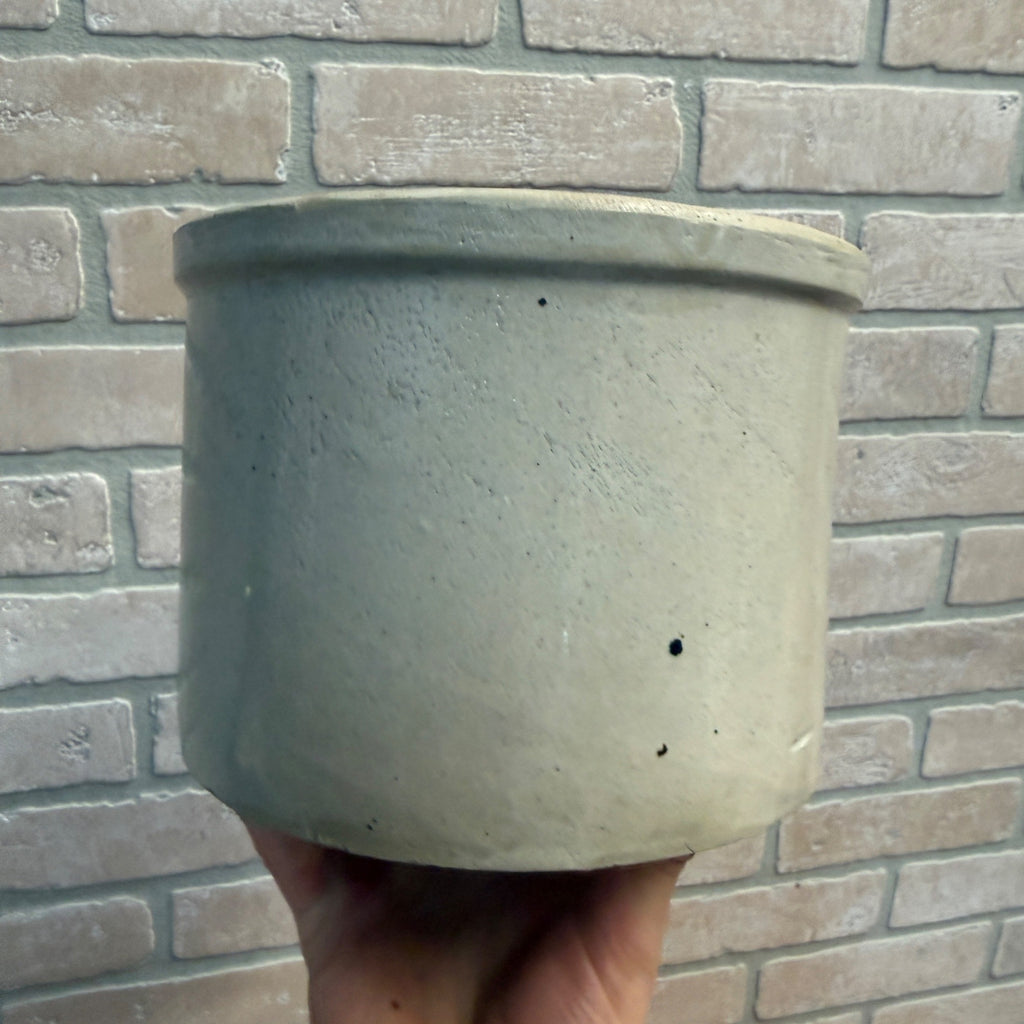 Vintage White Stoneware Glazed Butter Kitchen Crock 7" Dia x 5" Tall