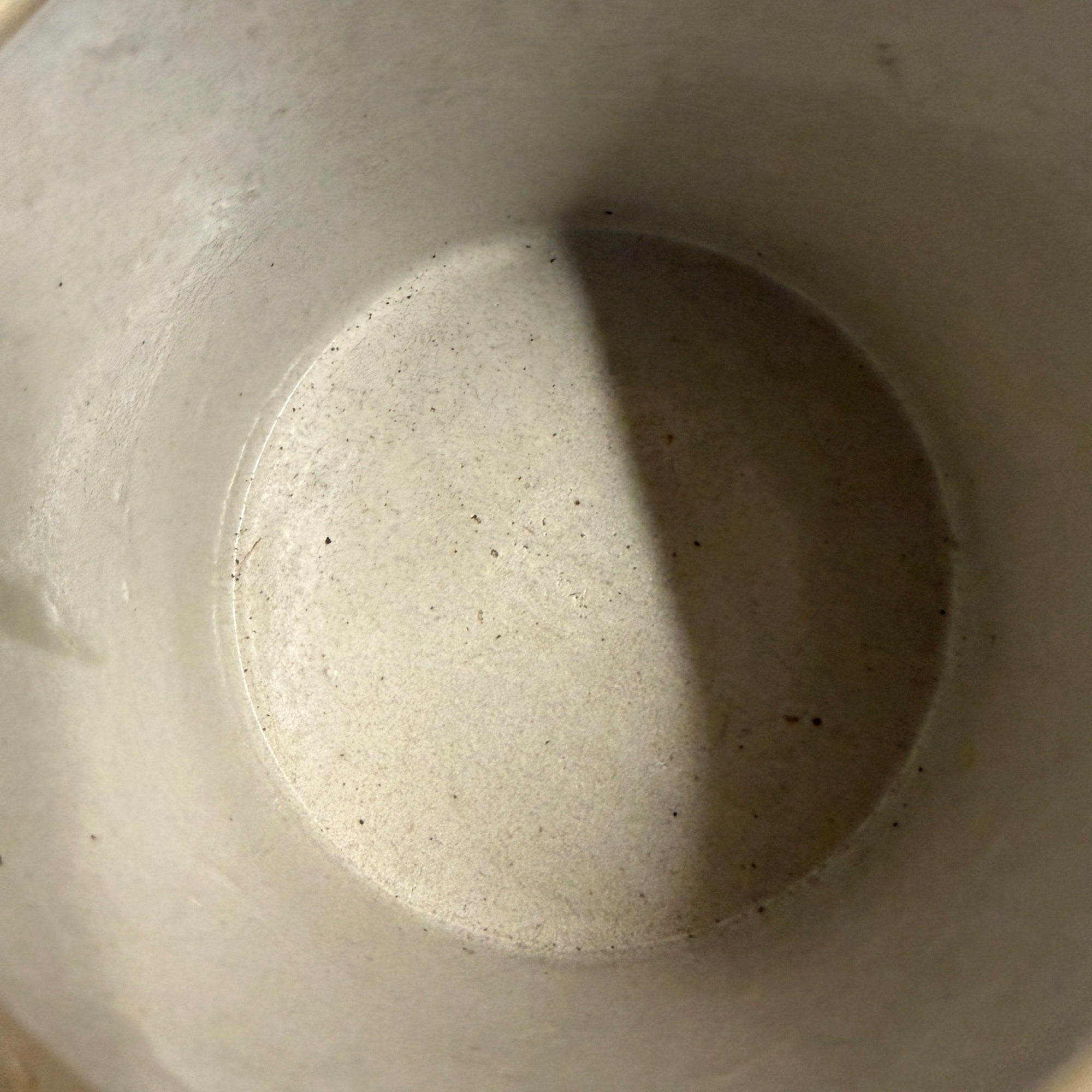 Vintage White Stoneware Glazed Butter Kitchen Crock 7" Dia x 5" Tall