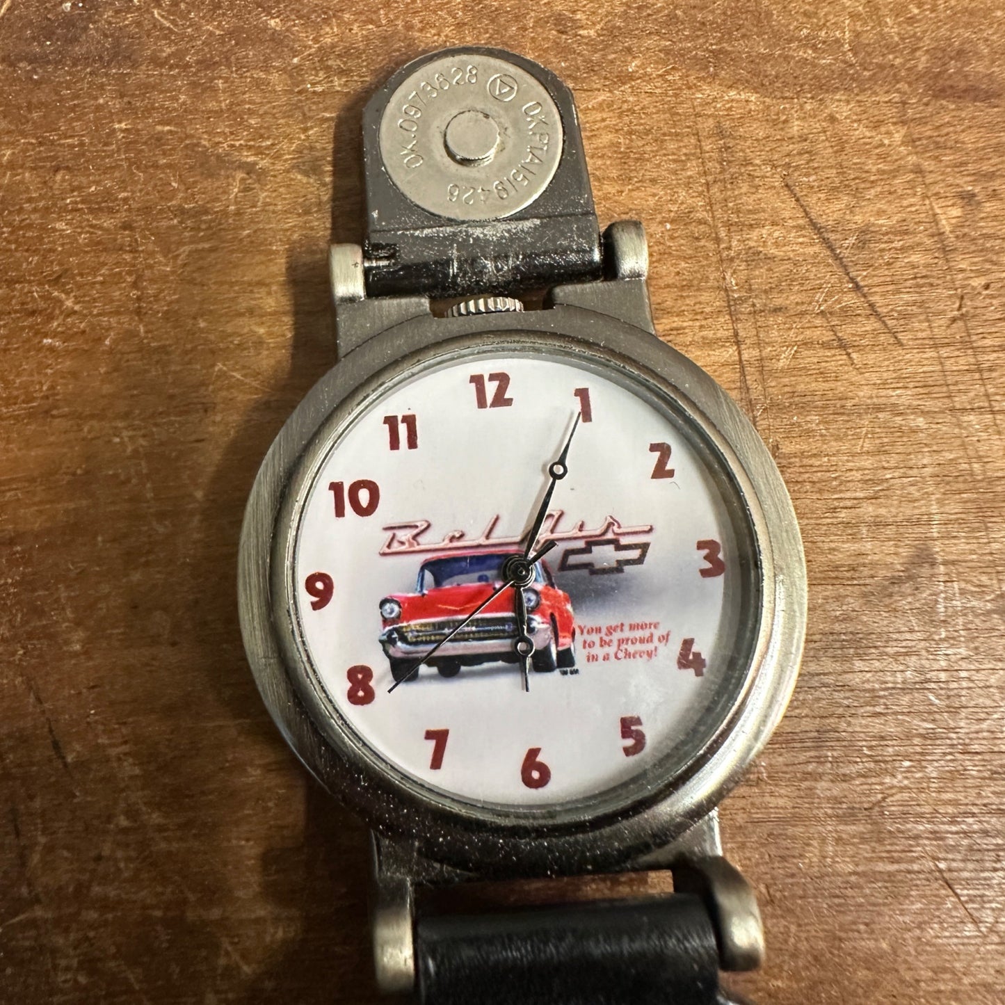 Vintage Chevrolet Chevy Bel-Air Automobile Car Watch w/Leather Clip