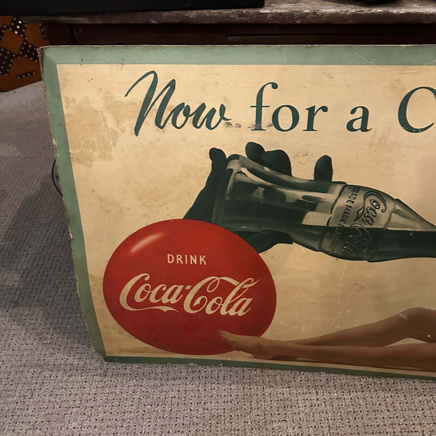 Vintage Cardstock 1951 Coca Cola Soda Sign Now Lets Have A Coke Women