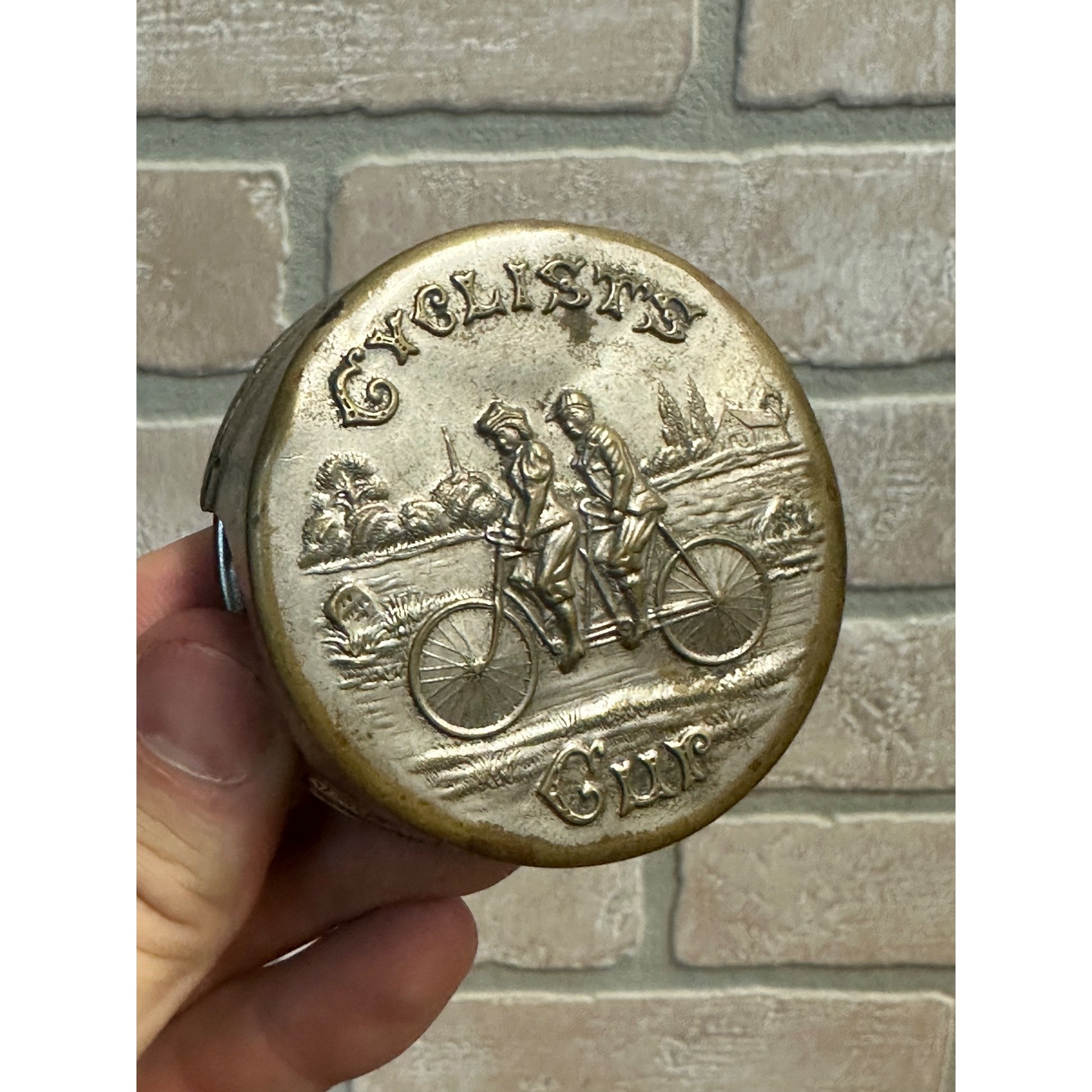 Antique Circa 1897 Cyclists Collapsible Metal Drinking Cup