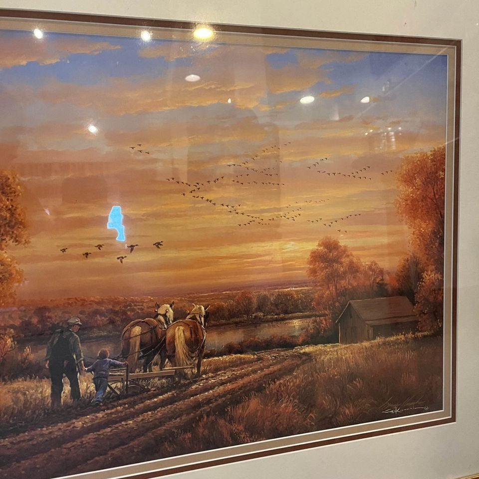 George Kovach Signed “Thoughts of Home” Art Print Framed Farm Ranch Sunset Scene