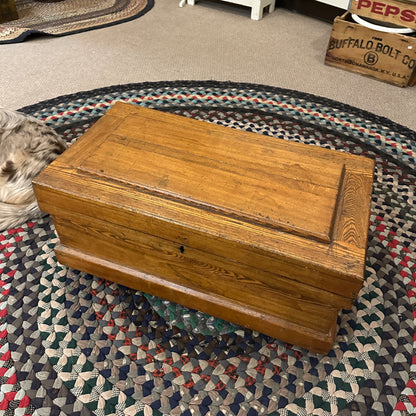 Antique Wooden Primitive Carpenters Trunk Chest Storage Coffee Table