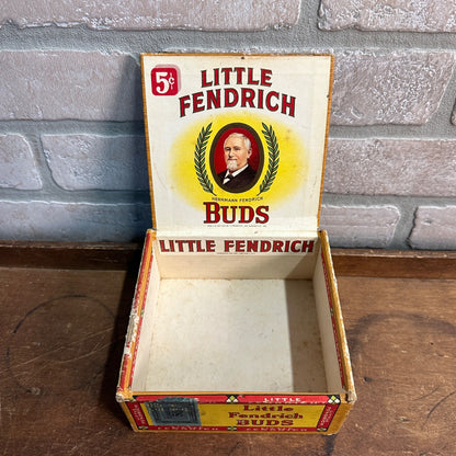 VINTAGE LITTLE FENDRICH BUDS FACTORY 202 INDIANA CIGAR BOX