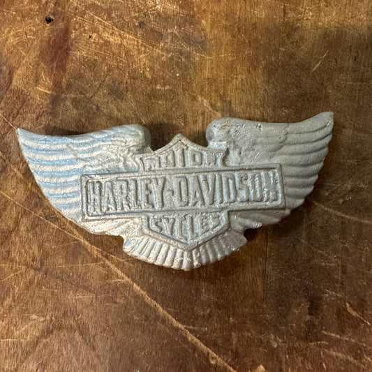 Vintage Harley Davidson Cast Aluminum Belt Buckle Wings Motorcycles 1950s?