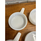 Vintage Lot of 4 White Milk Glass Ovenware J-2639 with Handle Bowls 14 oz