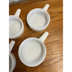 Vintage Lot of 4 White Milk Glass Ovenware J-2639 with Handle Bowls 14 oz