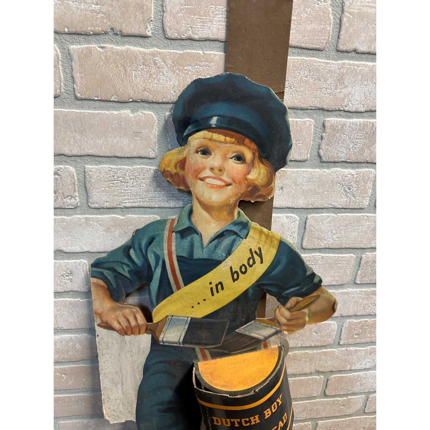 Vintage Dutch Boy Paints Advertising Store Display Easelback Stand Sign Cardboard