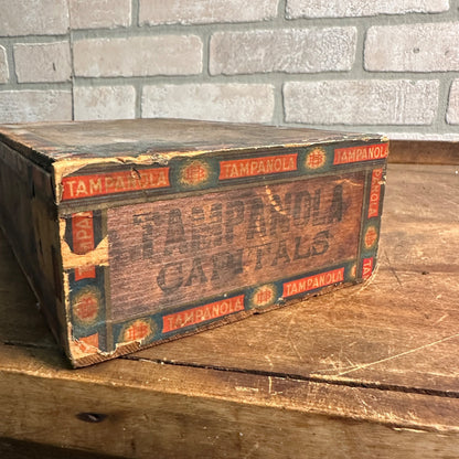 Vintage 1930sTampanola Cigar Co. Milwaukee Wis "Capitals Wooden Box Deco