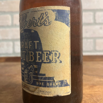 VINTAGE FILBERT'S DRAFT ROOT BEER PAPER LABEL QUART BOTTLE, CHICAGO, ILL.