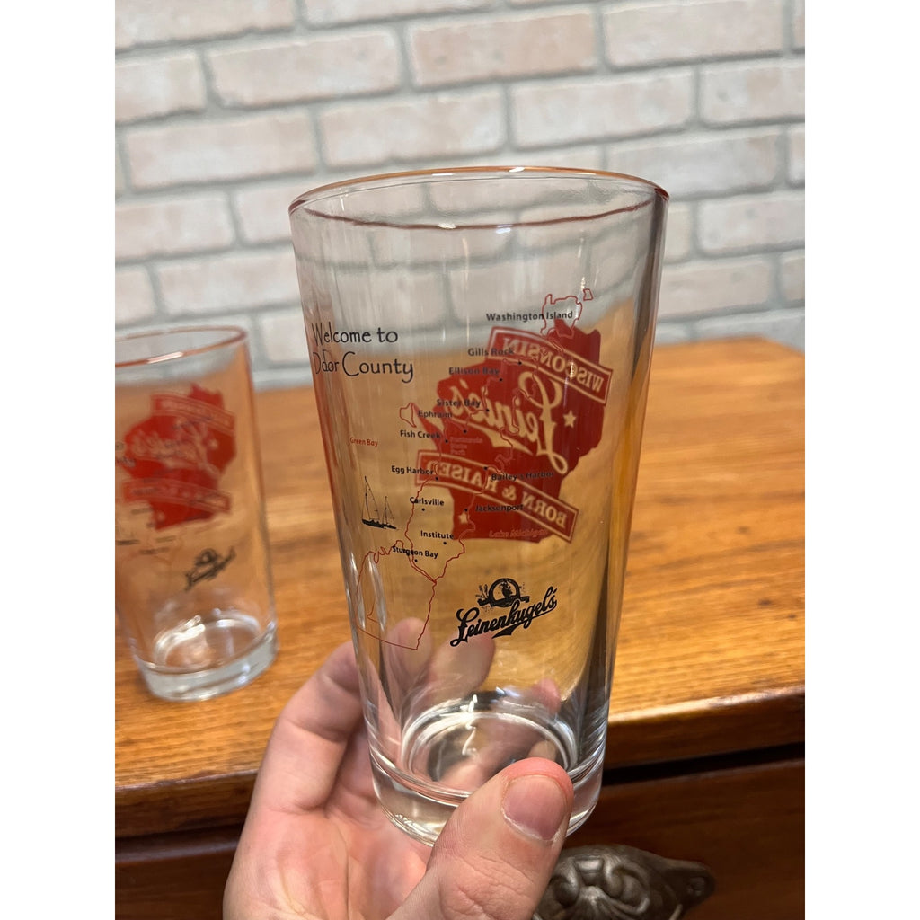 Vintage Leinenkugels Beer Glasses Lot (2) Leinens Born & Raised Door County WI