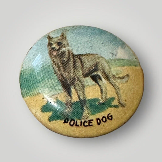 Antiqe Mini Police Dog Button Pin Pinback German Shepard