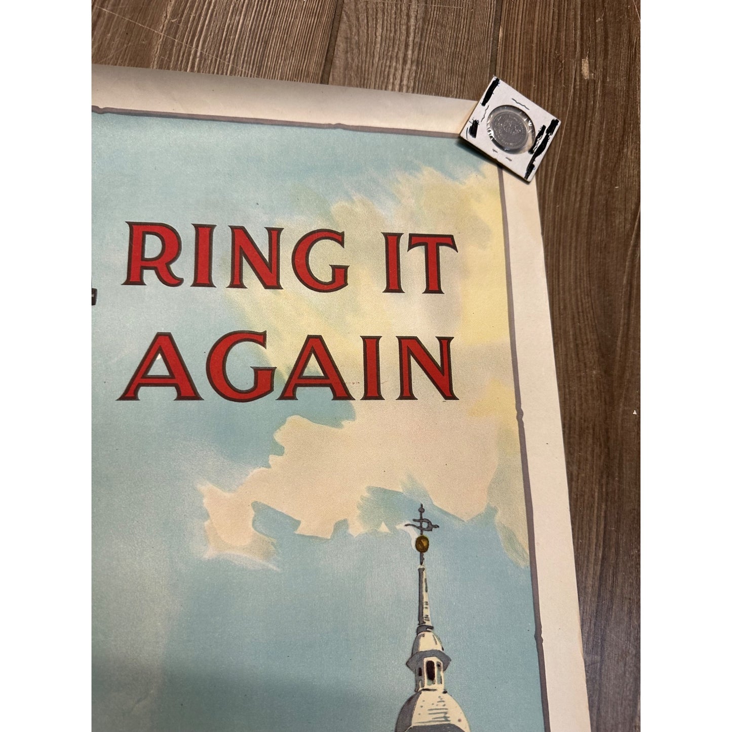 ORIGINAL 1918 WW1 POSTER "RING IT AGAIN, BUY U.S. GOVT. BONDS" LIBERTY BELL