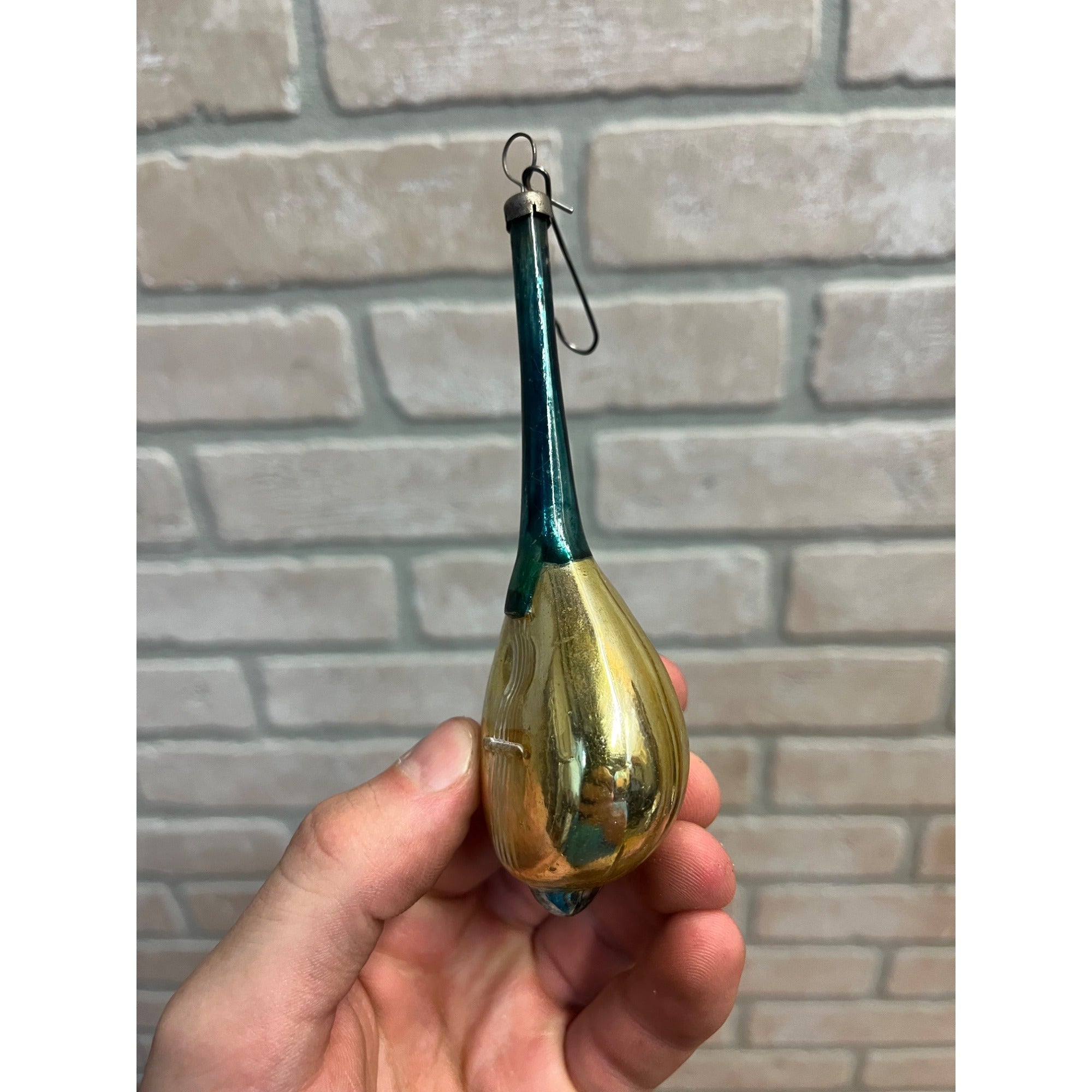 Vintage German Mercury Blown Glass Ornament String Instrument Mandolin