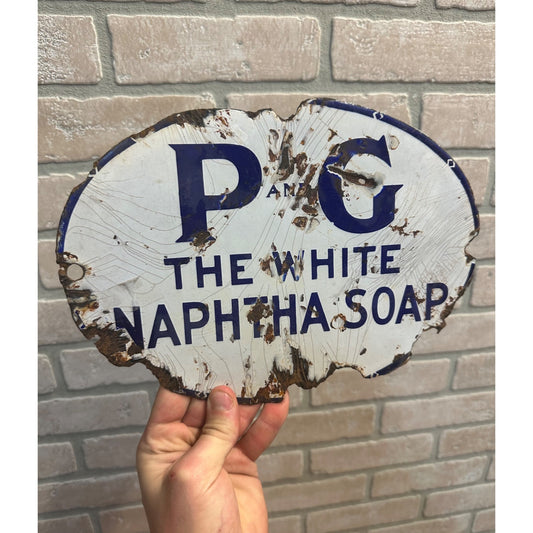 Vintage P & G The White Naphtha Soap Porcelain Advertising Sign