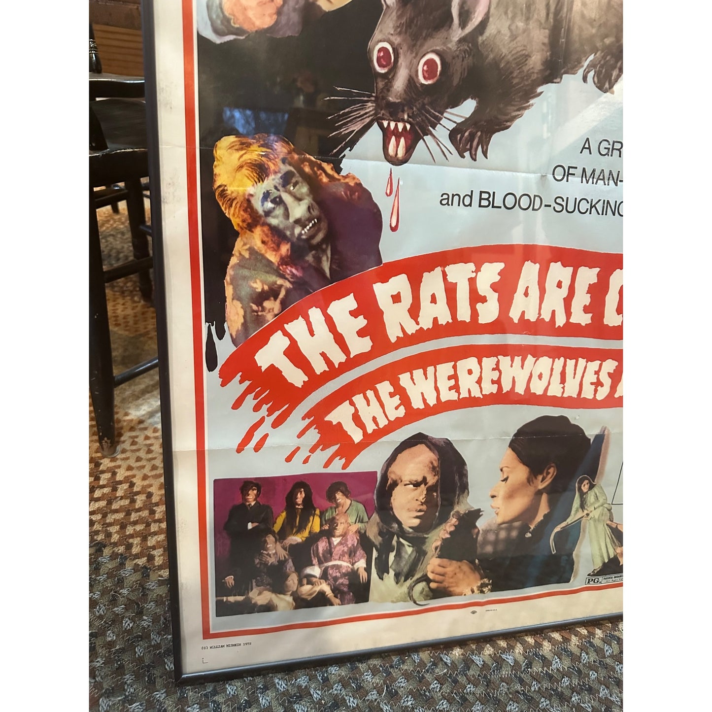 Vintage 1972 "The Rats Are Coming" Werewolves Original 27x41 Movie Poster Horror