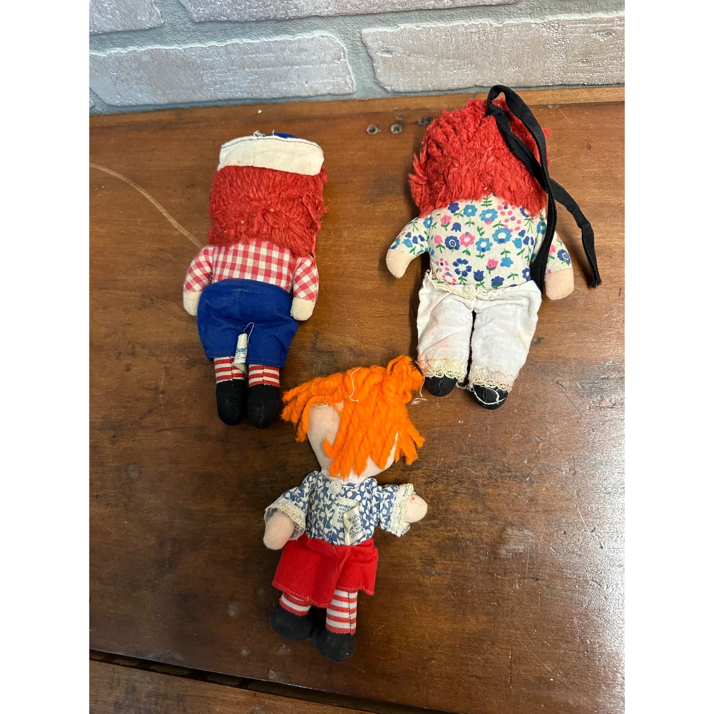 Vintage 1960s Knickerbocker Raggedy Ann + Andy Lot (3) Dolls 6" and 6.5"