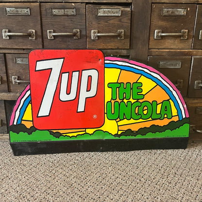 Vintage 7UP Seven-Up 1971 “The Uncola” Flange Advertising Sign Peter Max