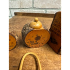 Vintage 1950s Kitschy Wooden Cabin Salt Pepper Shakers Toothpick / Napkin Holder ++