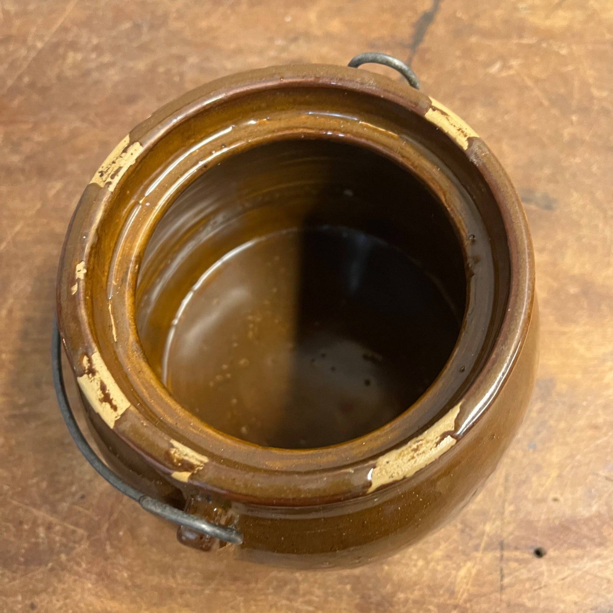 Antique Scarce 1910s  1/2 Quart Size Red Wing Bail,Handle Bean Pot No Lid