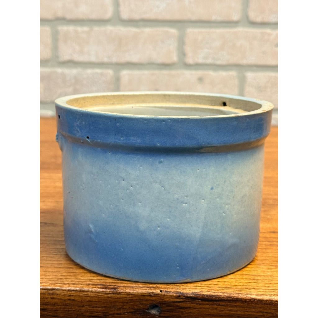 Antique Stoneware Butter Crock 1900s Blue Crock Pail Dish Kitchen Decor