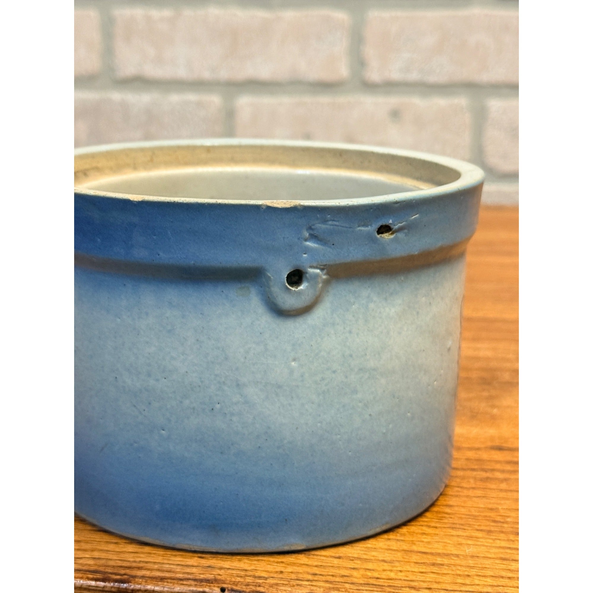 Antique Stoneware Butter Crock 1900s Blue Crock Pail Dish Kitchen Decor