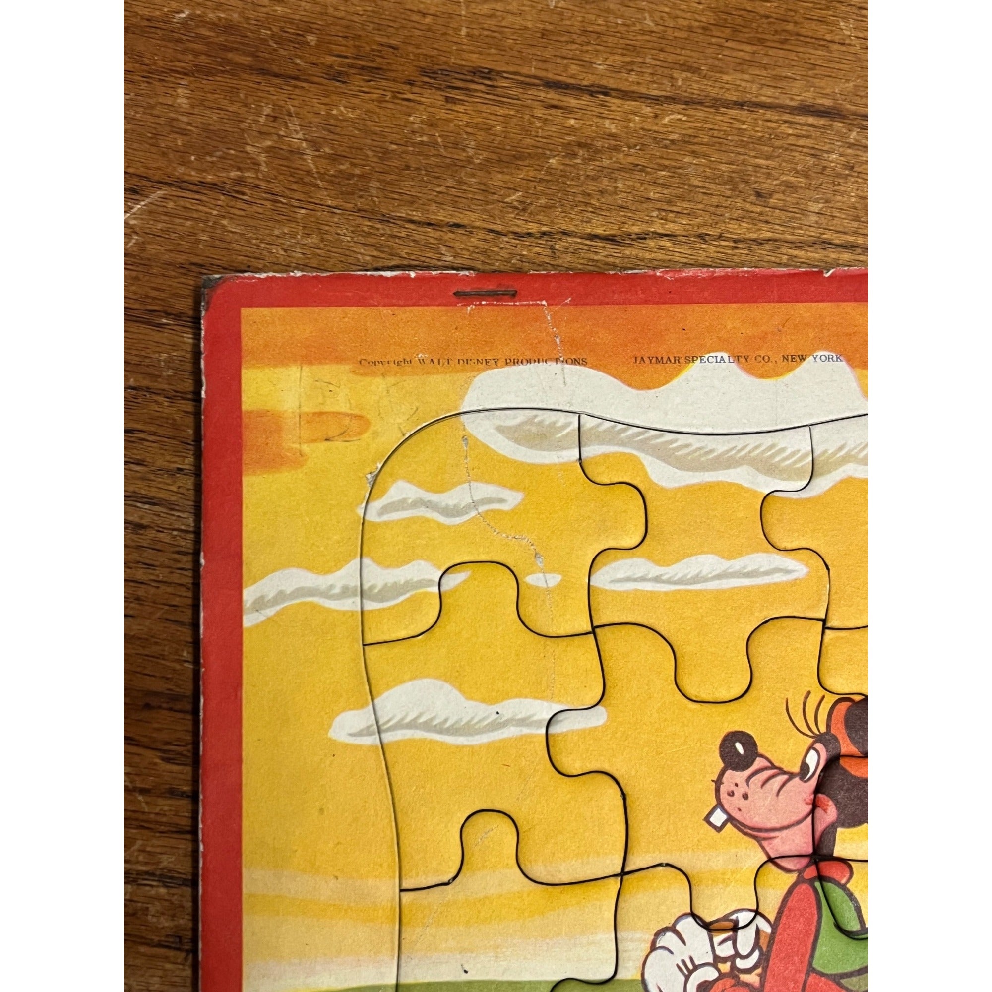 Vintage 1940s Jaymar Disney Mickey Mouse Floor Puzzle 35 Piece Goofy Camper